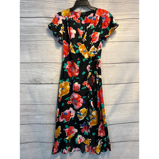 Who What Wear Floral Wrap Dress With Ruffle Hem Size XS