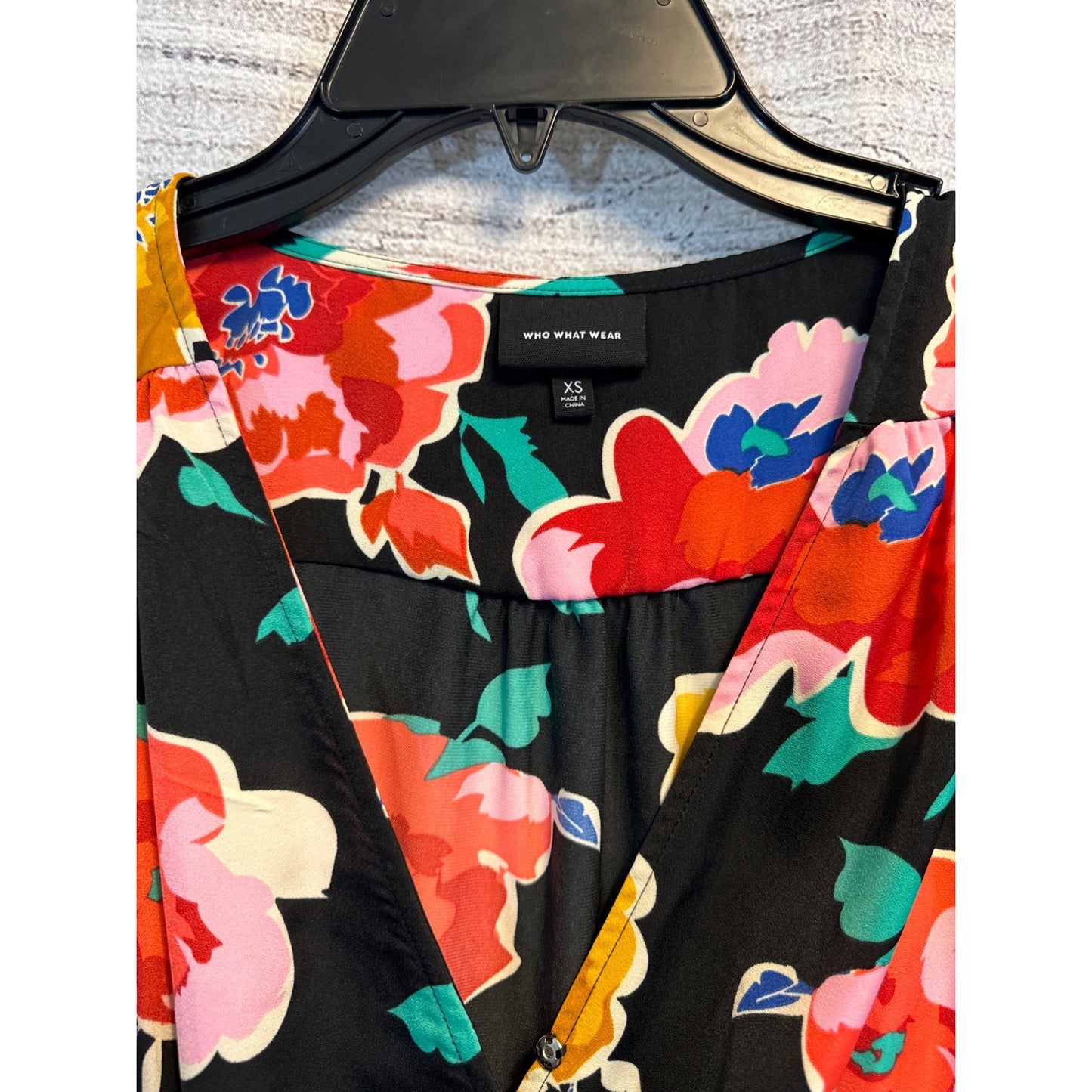 Who What Wear Floral Wrap Dress With Ruffle Hem Size XS