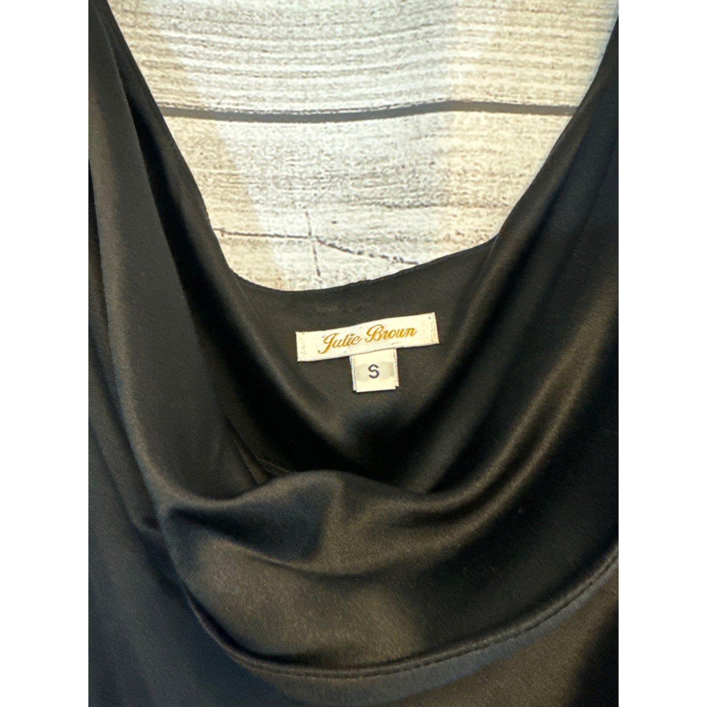 Julie Brown Black Satin Cowl Neck Sleeveless Top Size S