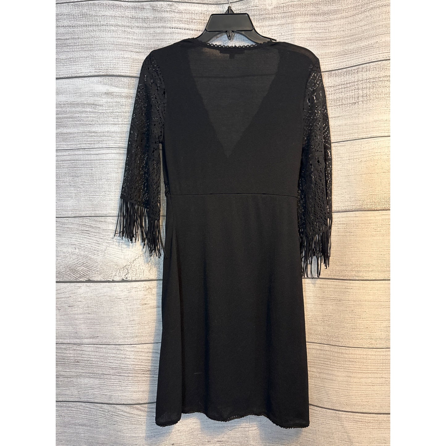 Arden B. Black Crochet Fringe Sleeve Dress S
