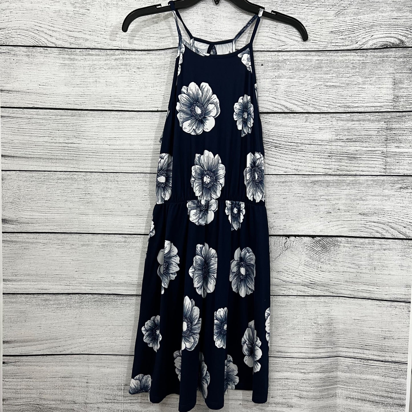 Francesca's Everly Navy & White Floral Sleeveless A-Line Dress Size M