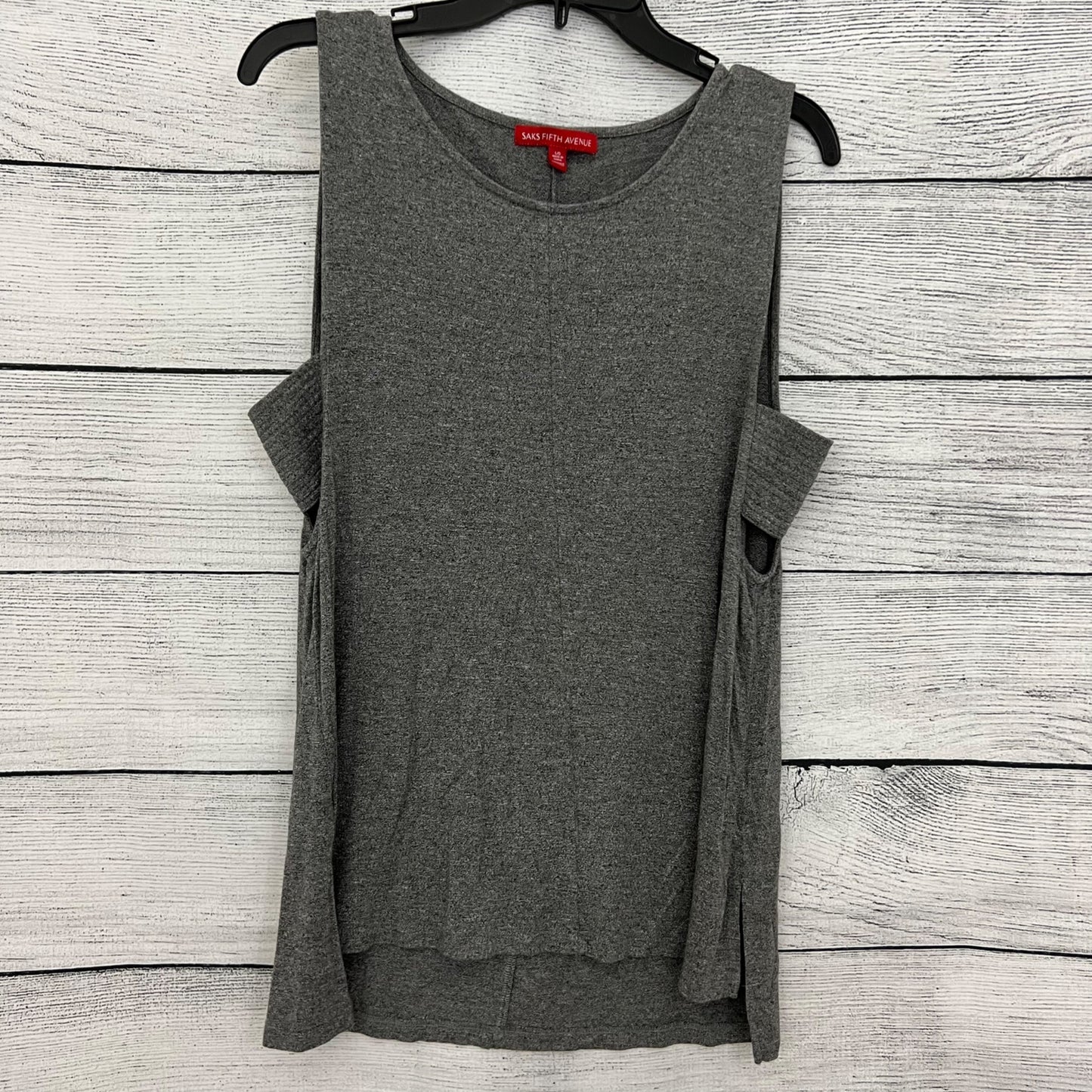 Saks Fifth Avenue Gray Sleeveless Cutout Side Top Size L