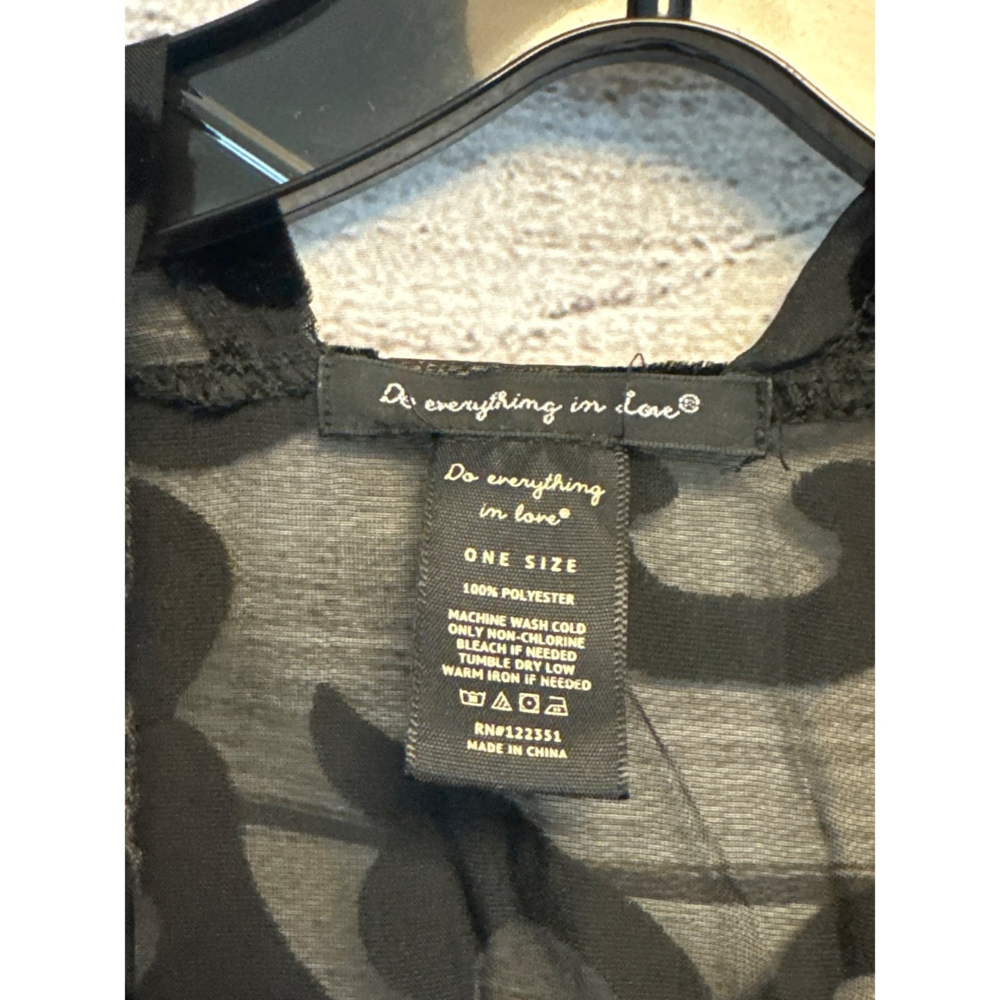 Do Everything In Love Sheer Black Rose Kimono Jacket OS