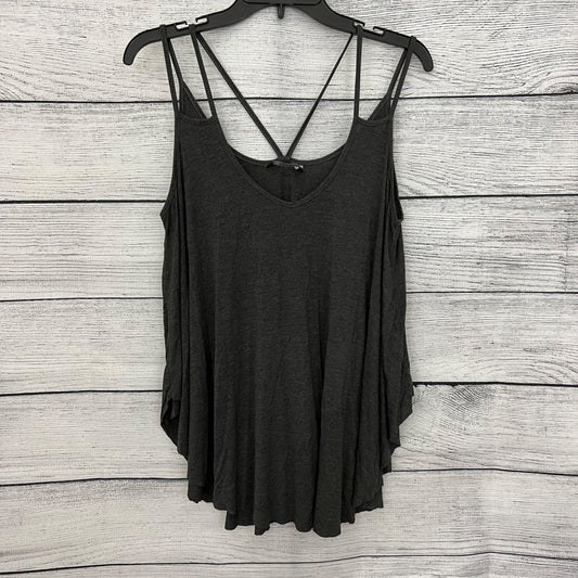 Zeagoo Charcoal Gray Strappy Flowy Tank Top With Double Spaghetti Straps & Asymmetrical Hemline, Size M