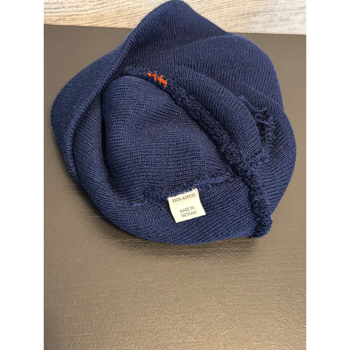 NWOT Navy & Orange Striped Beanie