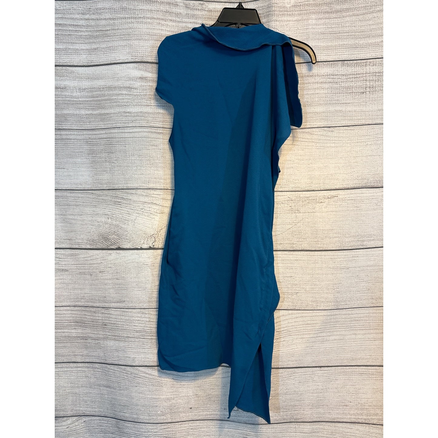 Roland Mouret Blue Draped Ruffle Sleeveless Dress UK 10 US 6