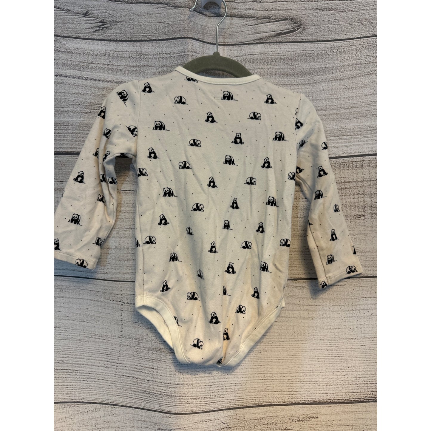 Janie and Jack Panda Long Sleeve Baby Onesie Size 18/24