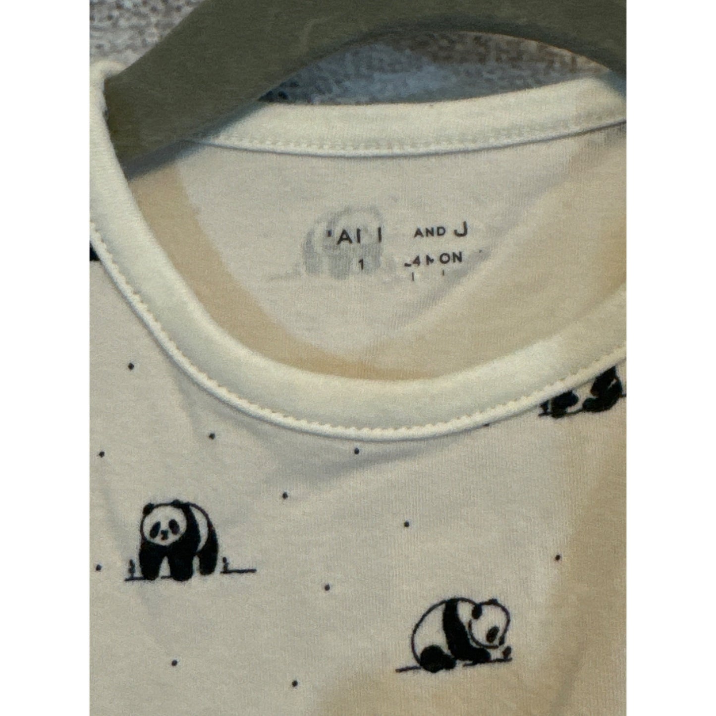 Janie and Jack Panda Long Sleeve Baby Onesie Size 18/24