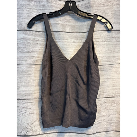 Pinque Ribbed V-Neck Knit Tank Top Large