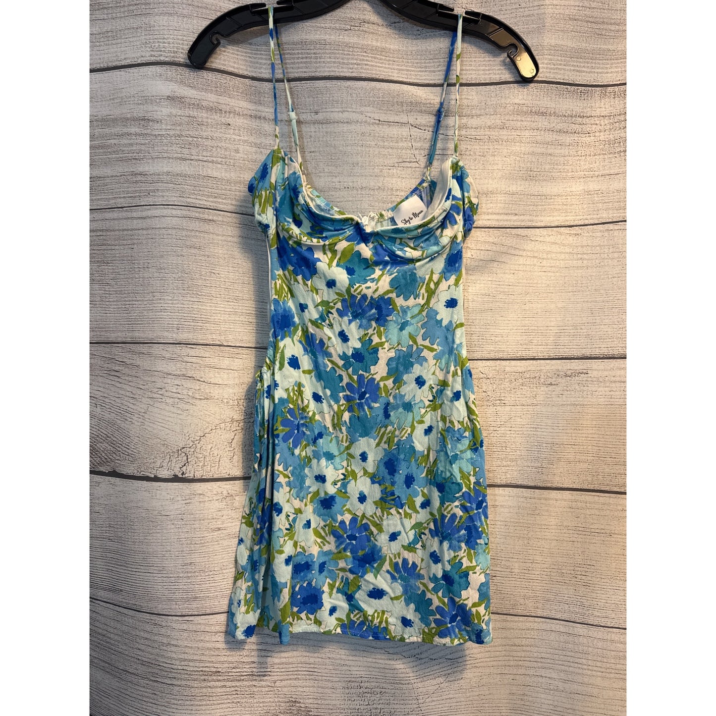 Style To Moon The One That Got Away Floral Mini Dress With Adjustable Spaghetti Straps & Side Cutouts Size L