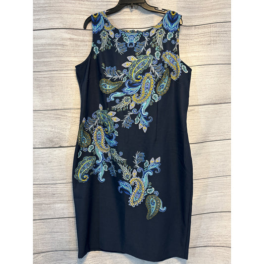Maya Brooke Sleeveless Paisley Sheath Dress Size 16