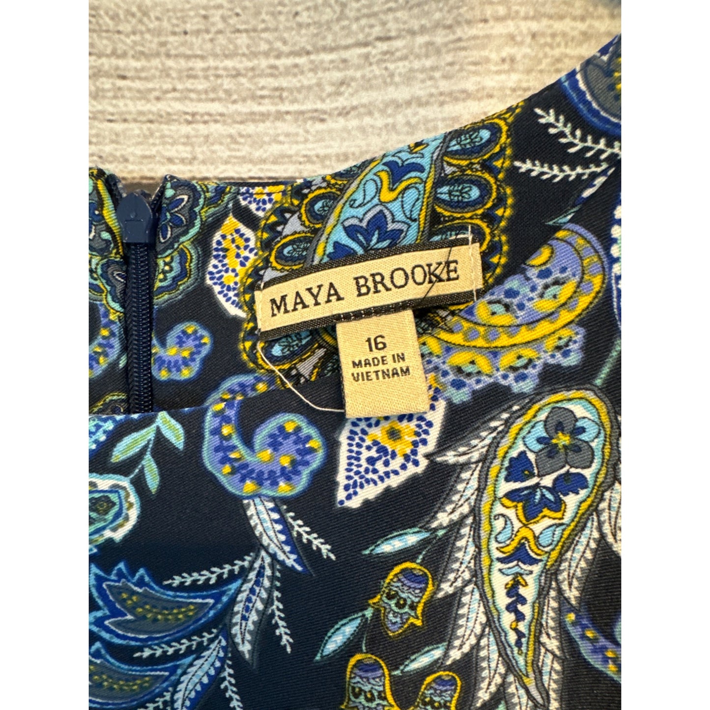 Maya Brooke Sleeveless Paisley Sheath Dress Size 16