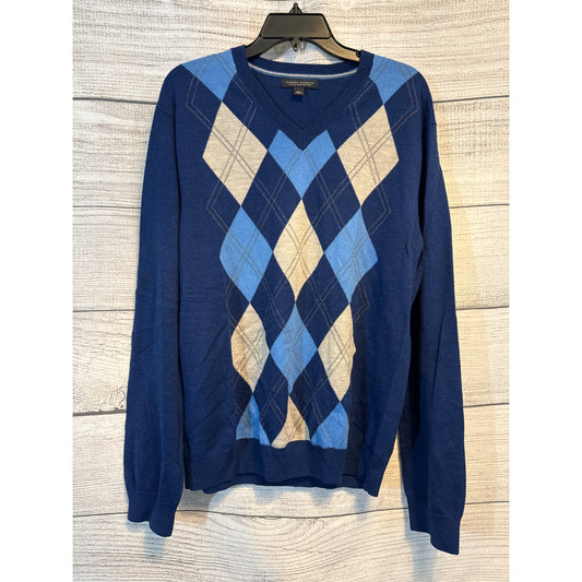 Banana Republic Mens Argyle Sweater V-Neck Blue Size M