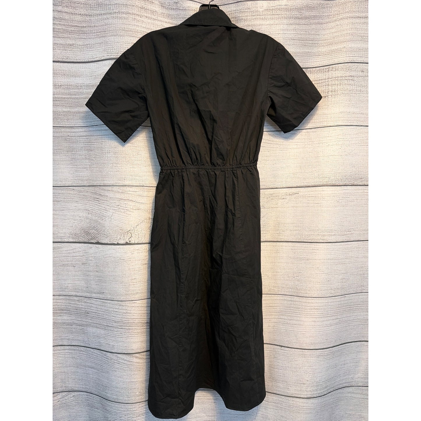 Thakoon Black Poplin Tie-Front Midi Shirt Dress
