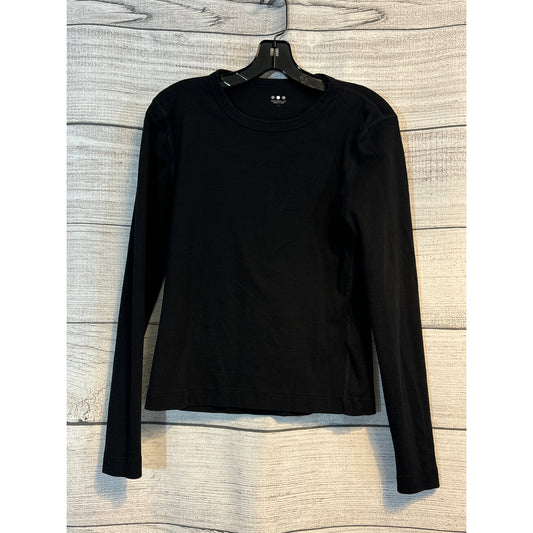 Three Dots Long-Sleeve Black Crew Neck Shirt Size L