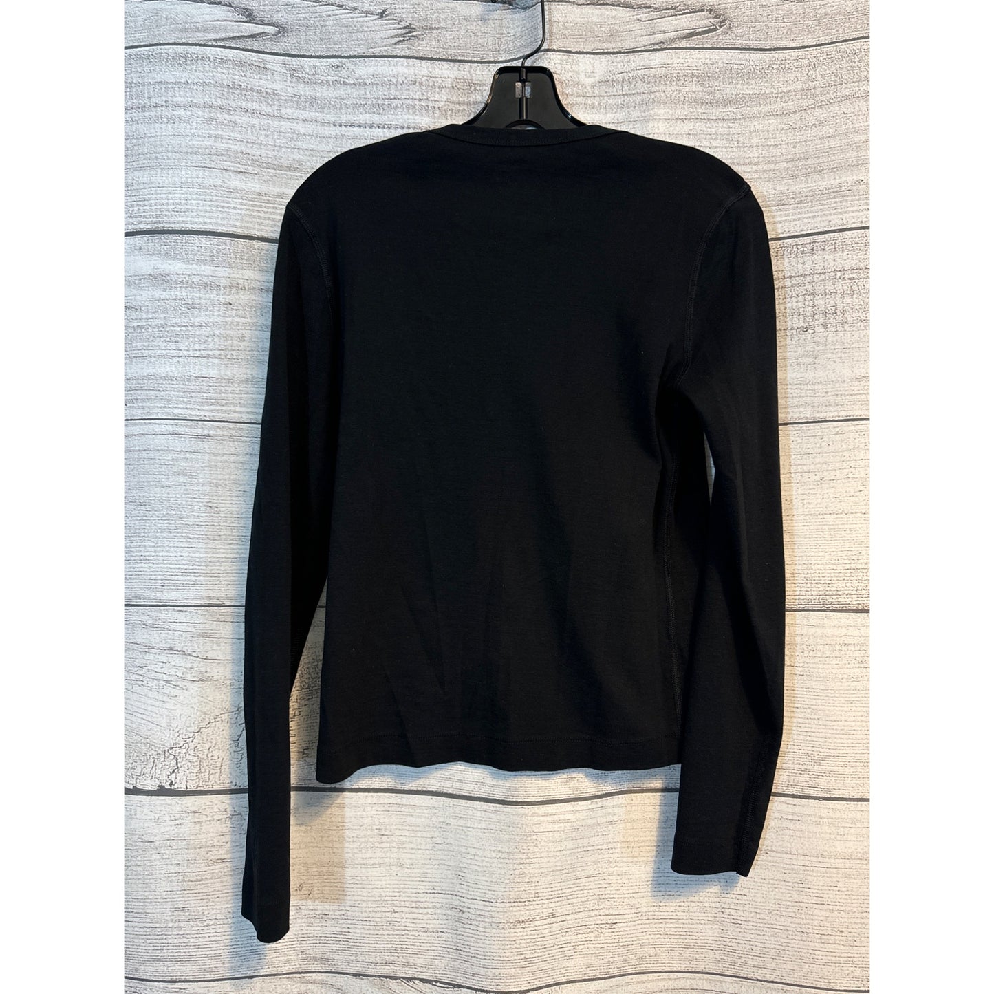 Three Dots Long-Sleeve Black Crew Neck Shirt Size L