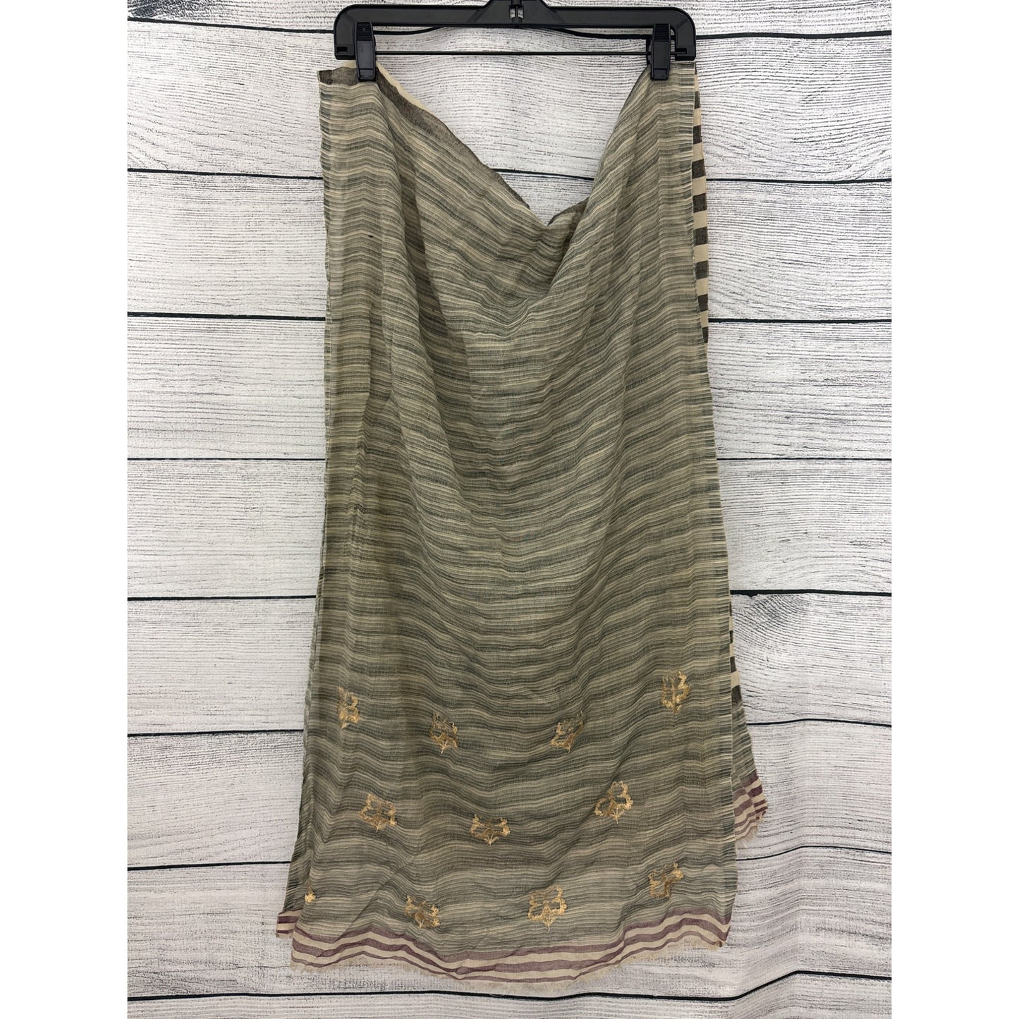 Striped Gold Floral Scarf