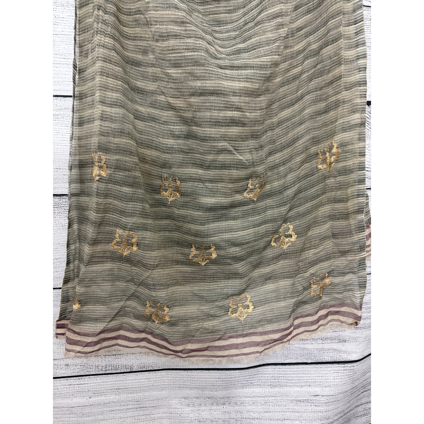 Striped Gold Floral Scarf