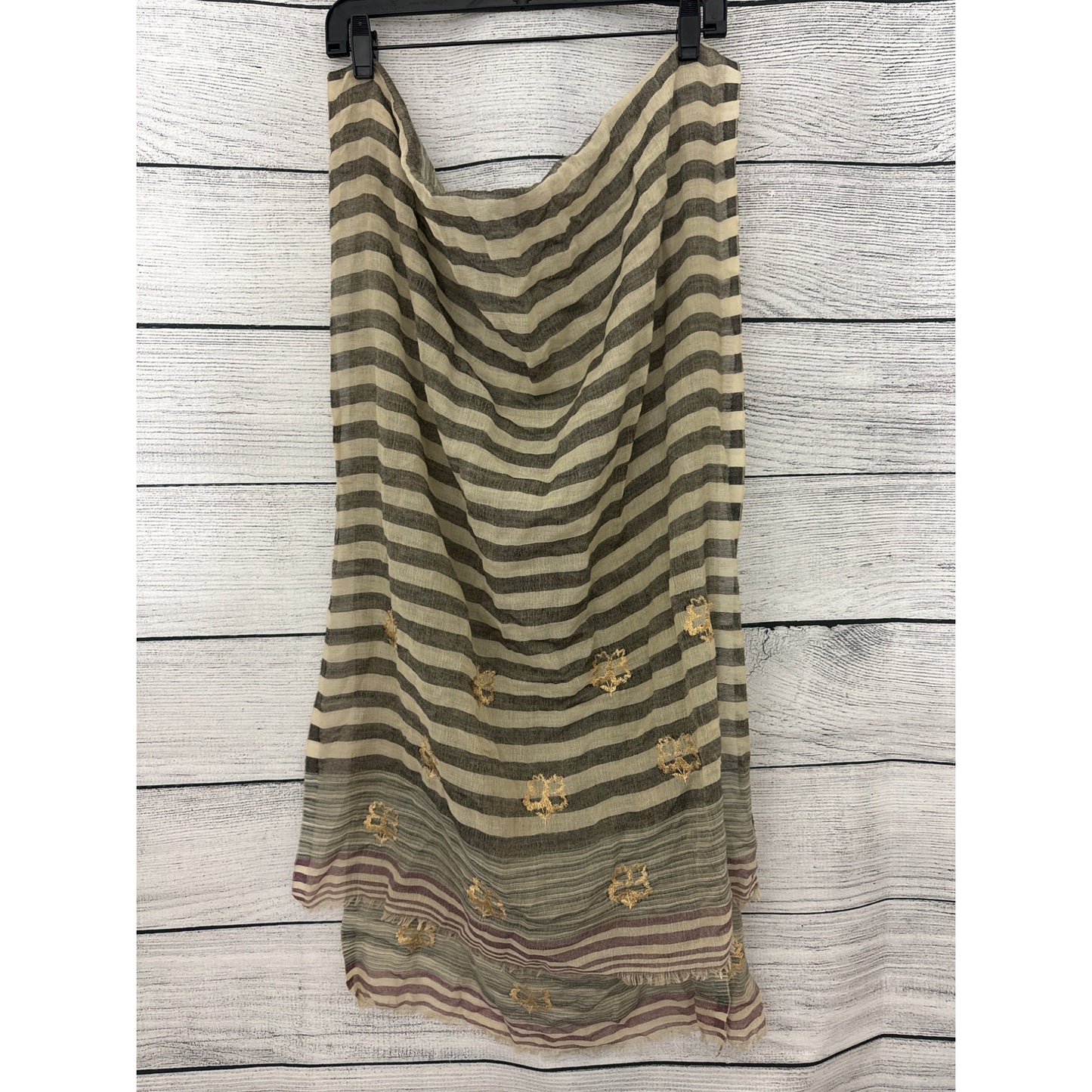 Striped Gold Floral Scarf