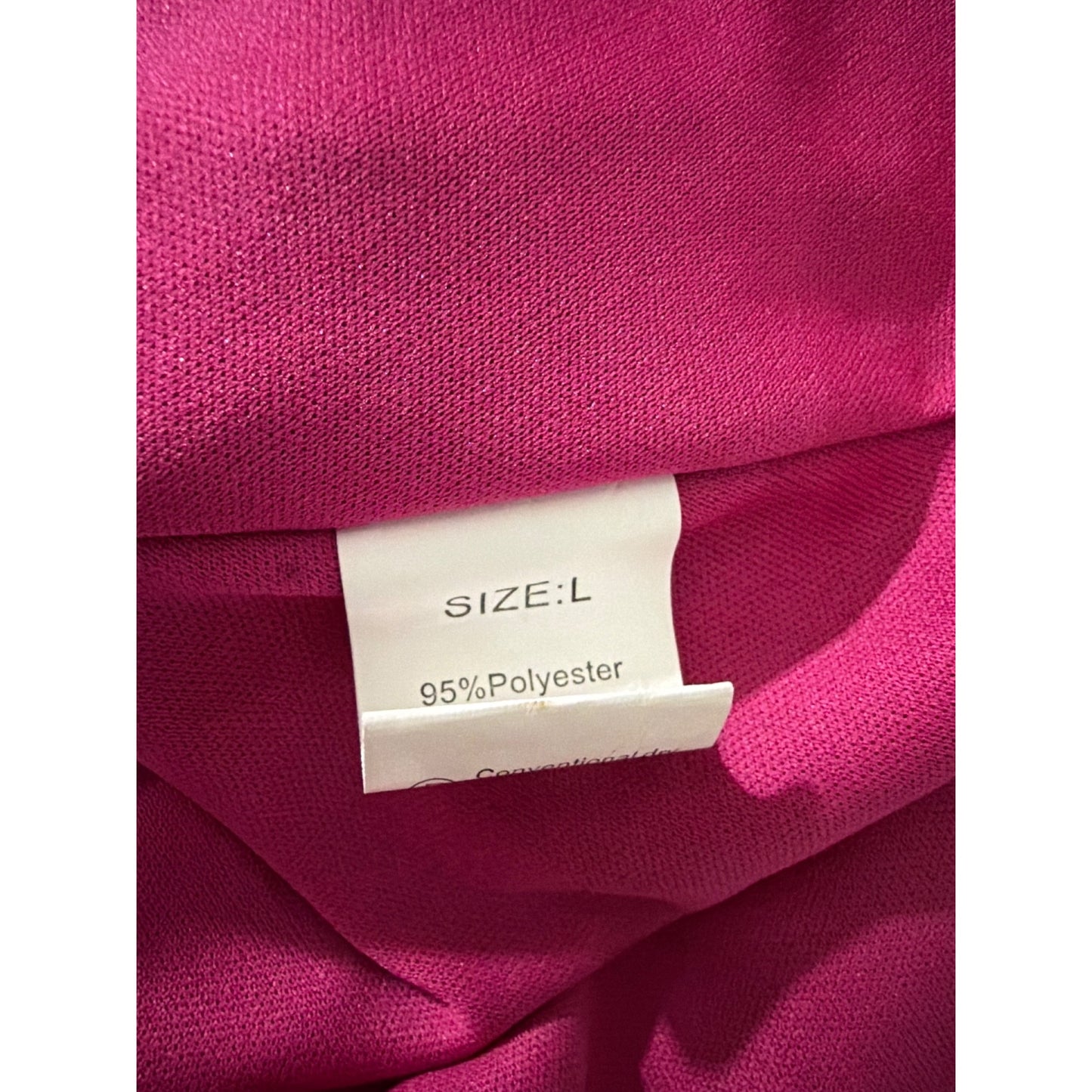 Multicolor Abstract Print Chiffon Dress With Ruffled Hem & Long Sleeves Size L