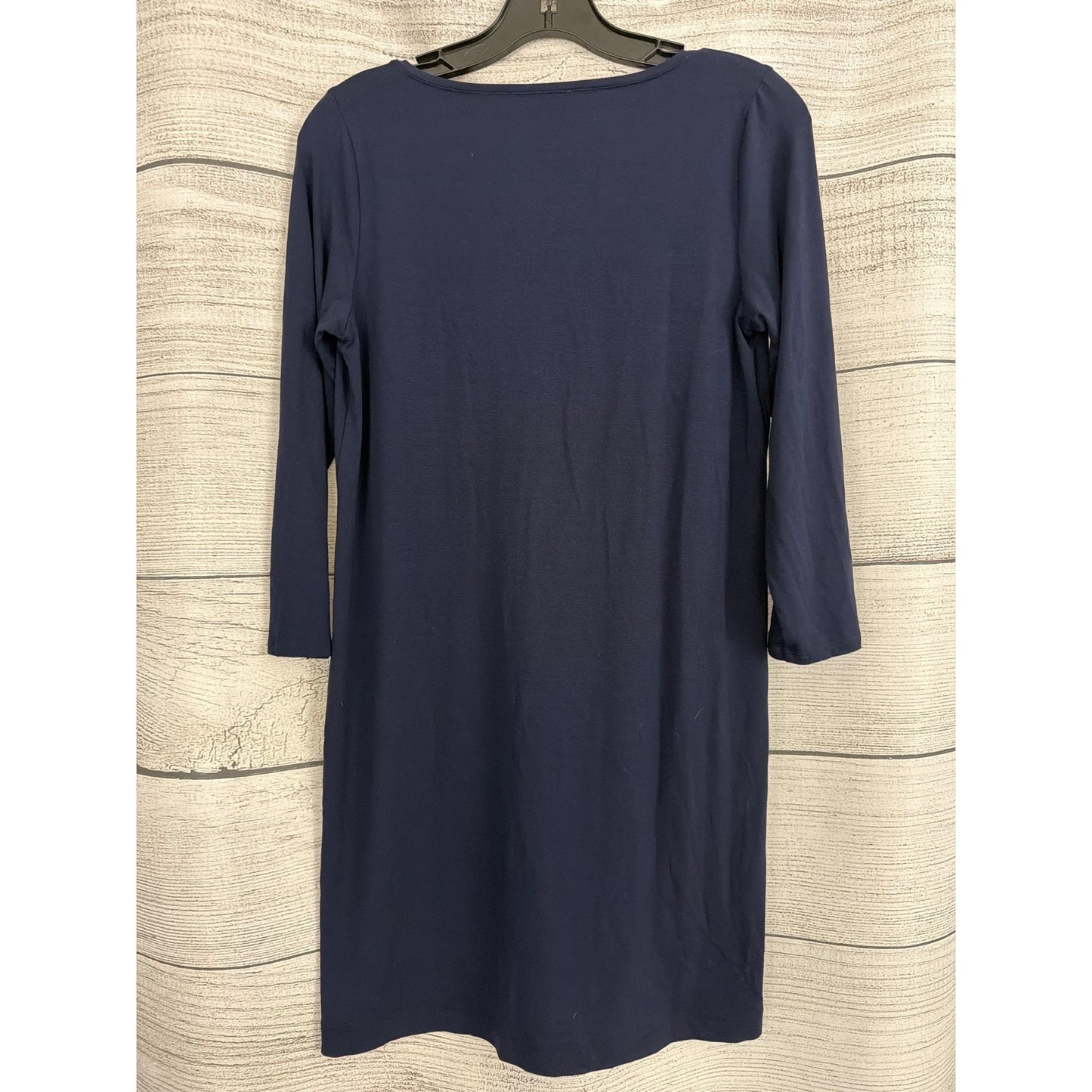 Eileen Fisher Navy Viscose Jersey V-Neck Shift Dress Size PM