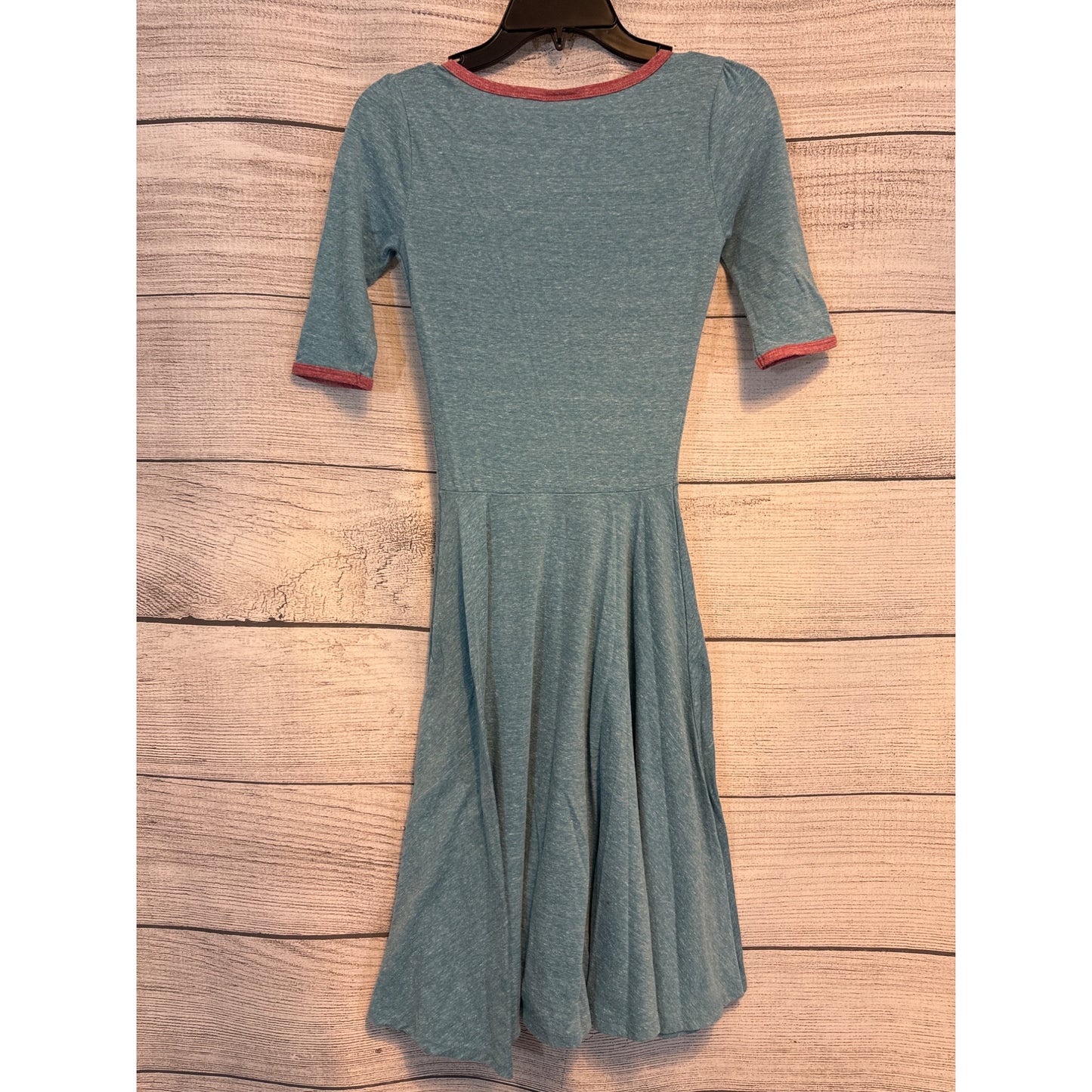 LuLaRoe Nicole Dress Teal & Pink Trim Size XXS