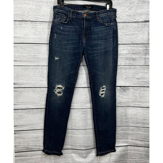 J Brand Distressed Skinny Jeans Dark Wash, Size 30