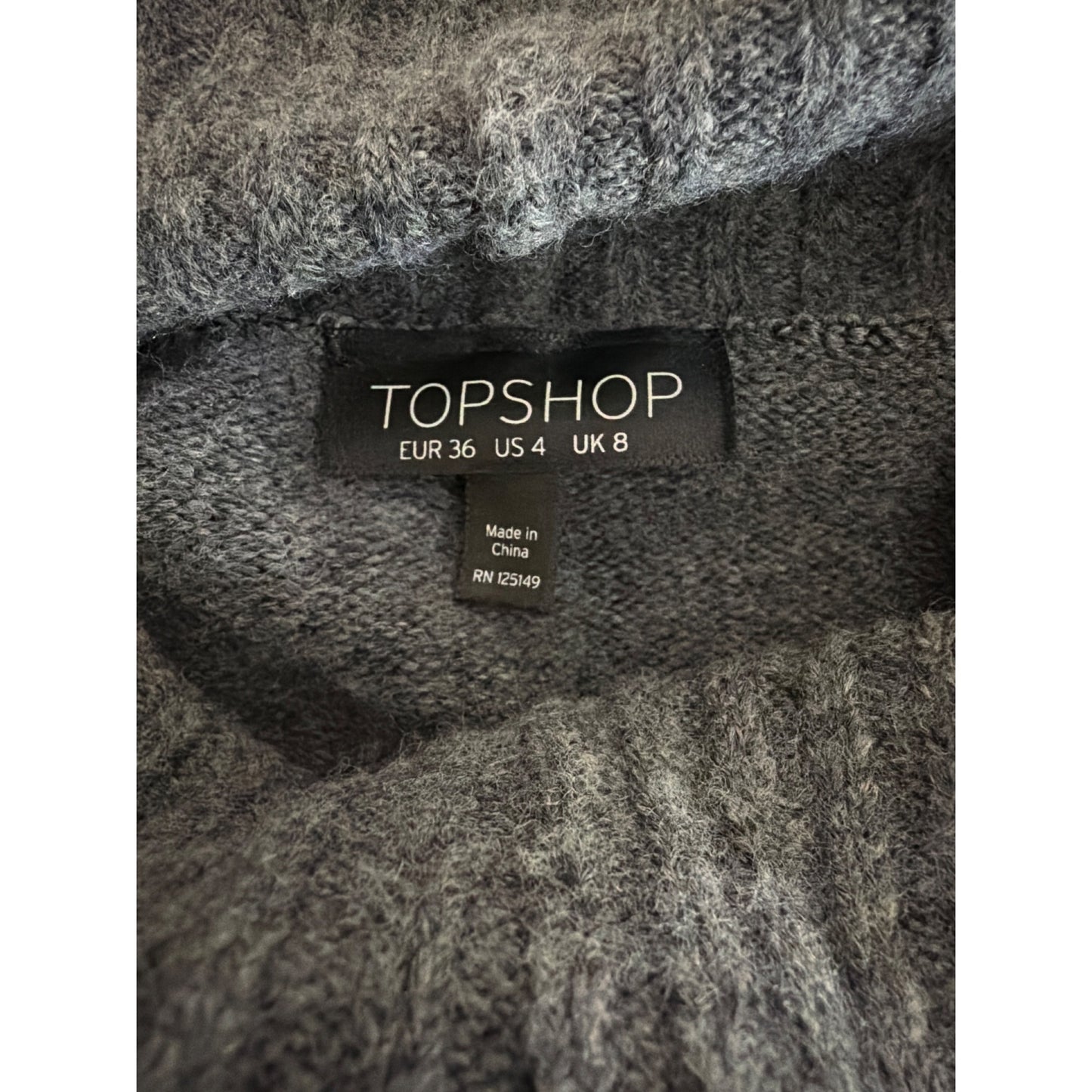 Topshop Gray Turtleneck Ribbed Sleeve Sweater Size S