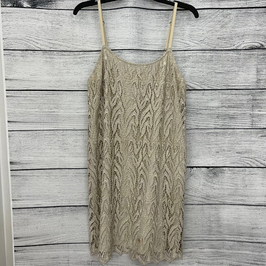 Alice + Olivia Elegant Beige Lace Overlay Dress, Size M