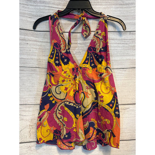 Lucky Brand Paisley Floral Print Halter Top Size S