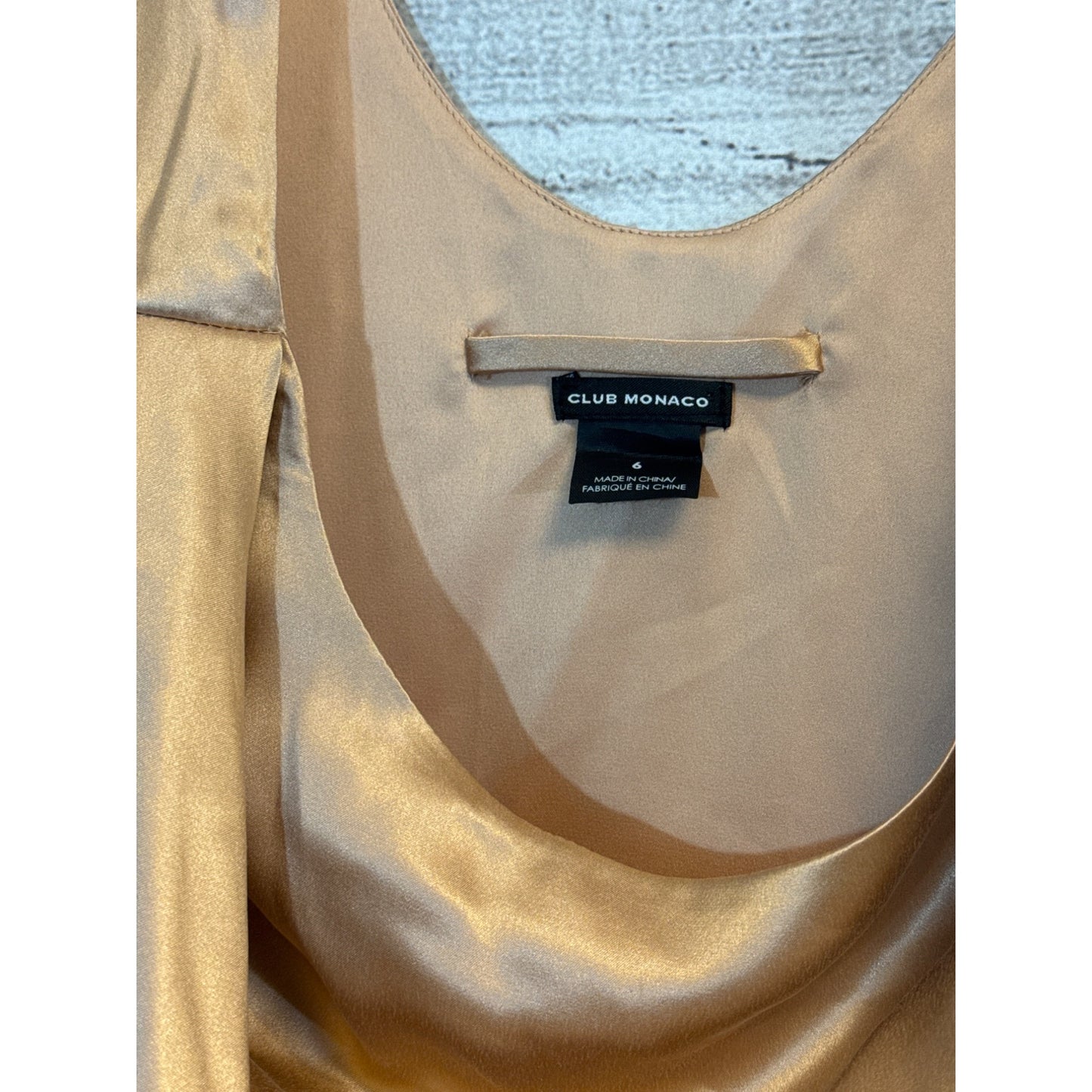 Club Monaco Rose Gold Satin Cowl Neck Dress Size 6