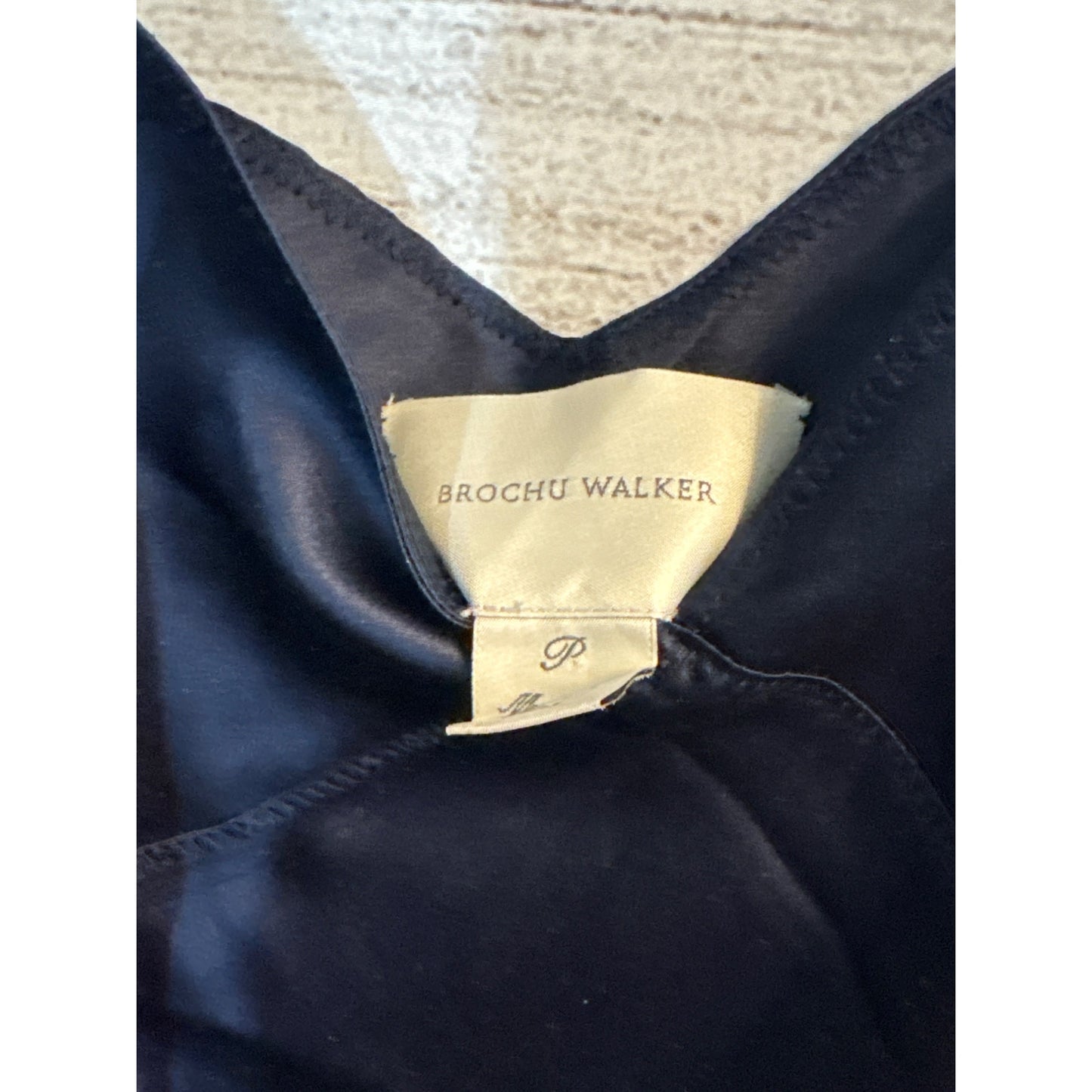 Brochu Walker Navy Spaghetti Strap Silk Dress P/XS