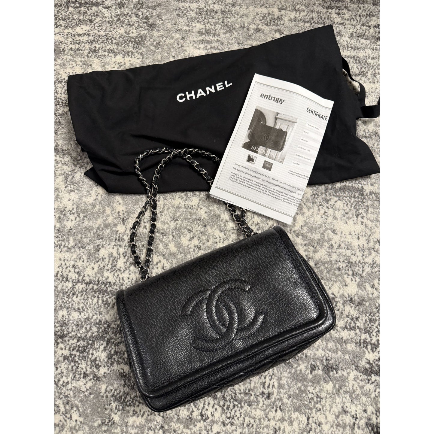 Chanel Black Timeless Caviar CC Flap Bag w/ Silver Hardware