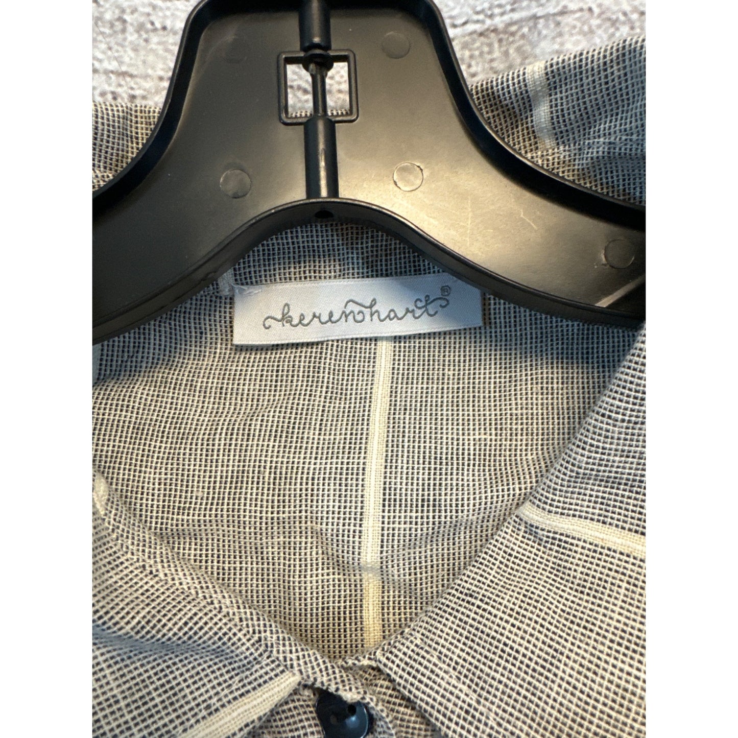 Keren Hart Grey Striped Button Down Back Shirt