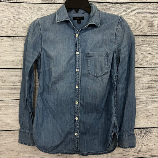J. Crew Denim Long Sleeve Button-Up Shirt, Size 00