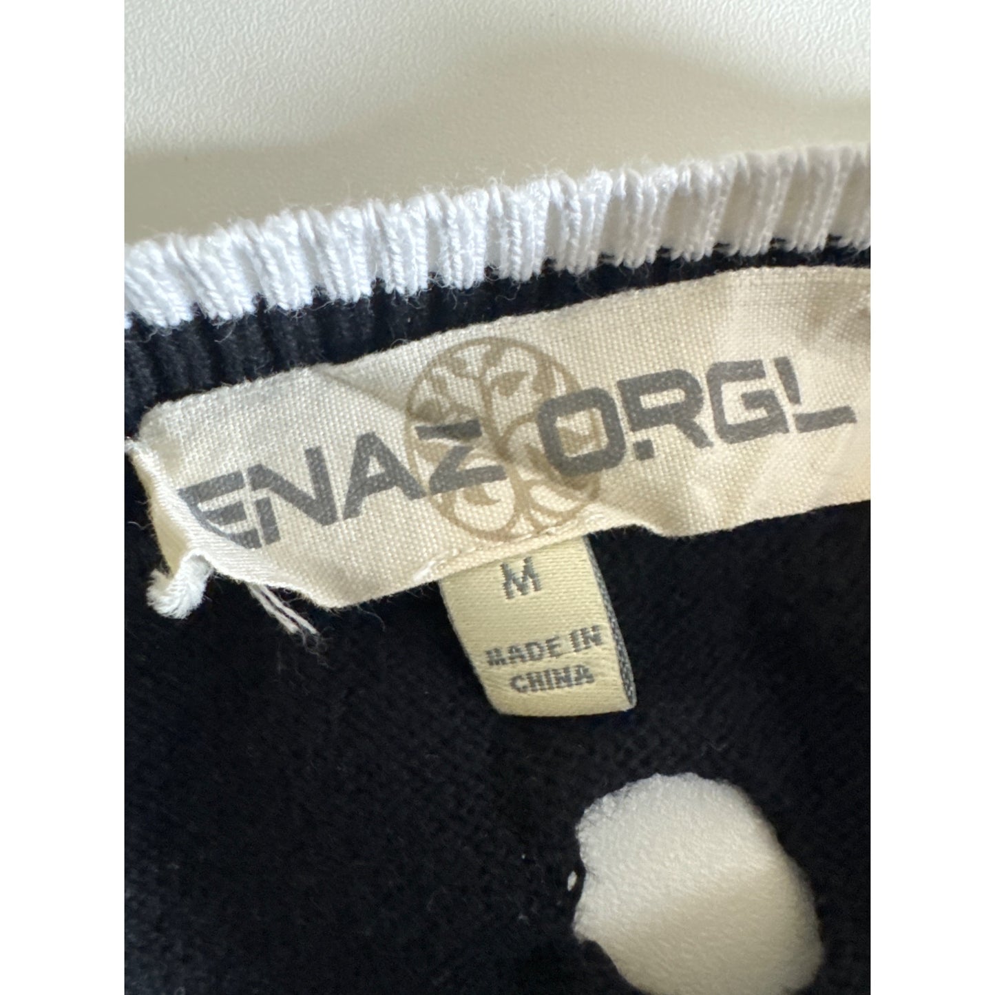 Enaz Orgl Polka Dot Patterned Cut-Out Sweater Shirt Size M