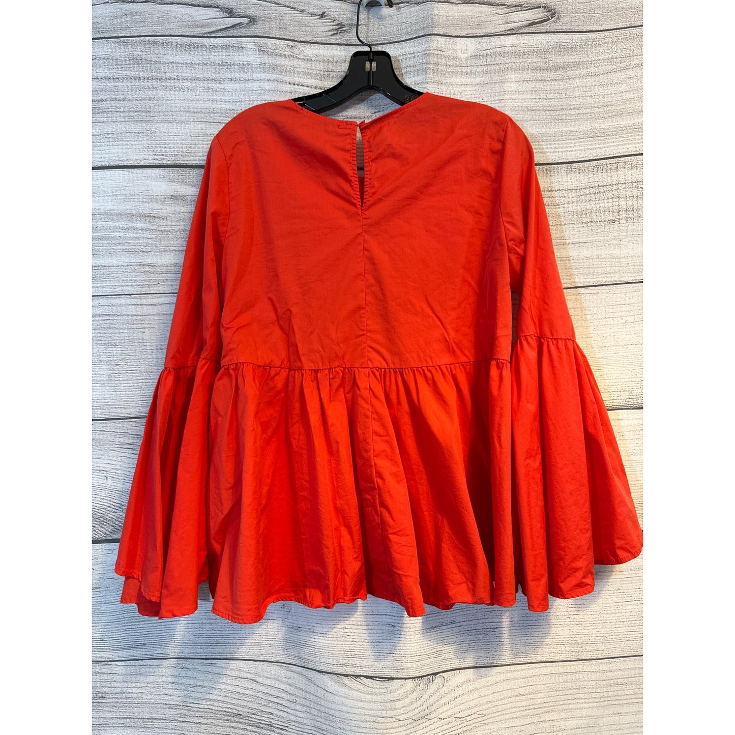 Harlowe & Graham Red Bell Sleeve Peplum Top Size M