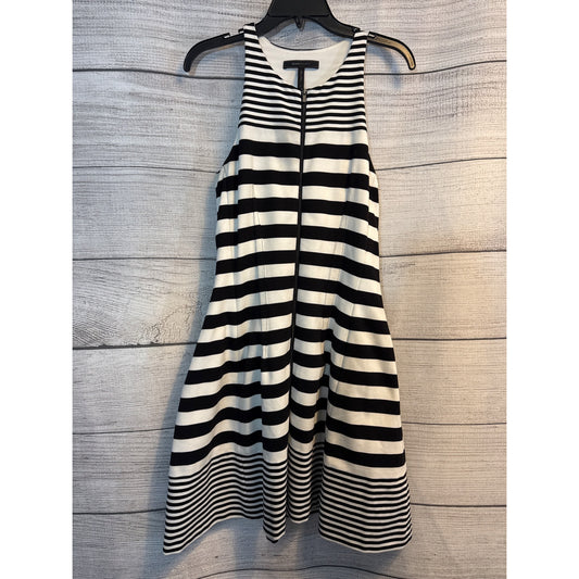 BCBGMAXAZRIA Black and white striped fit and flare dress Size M