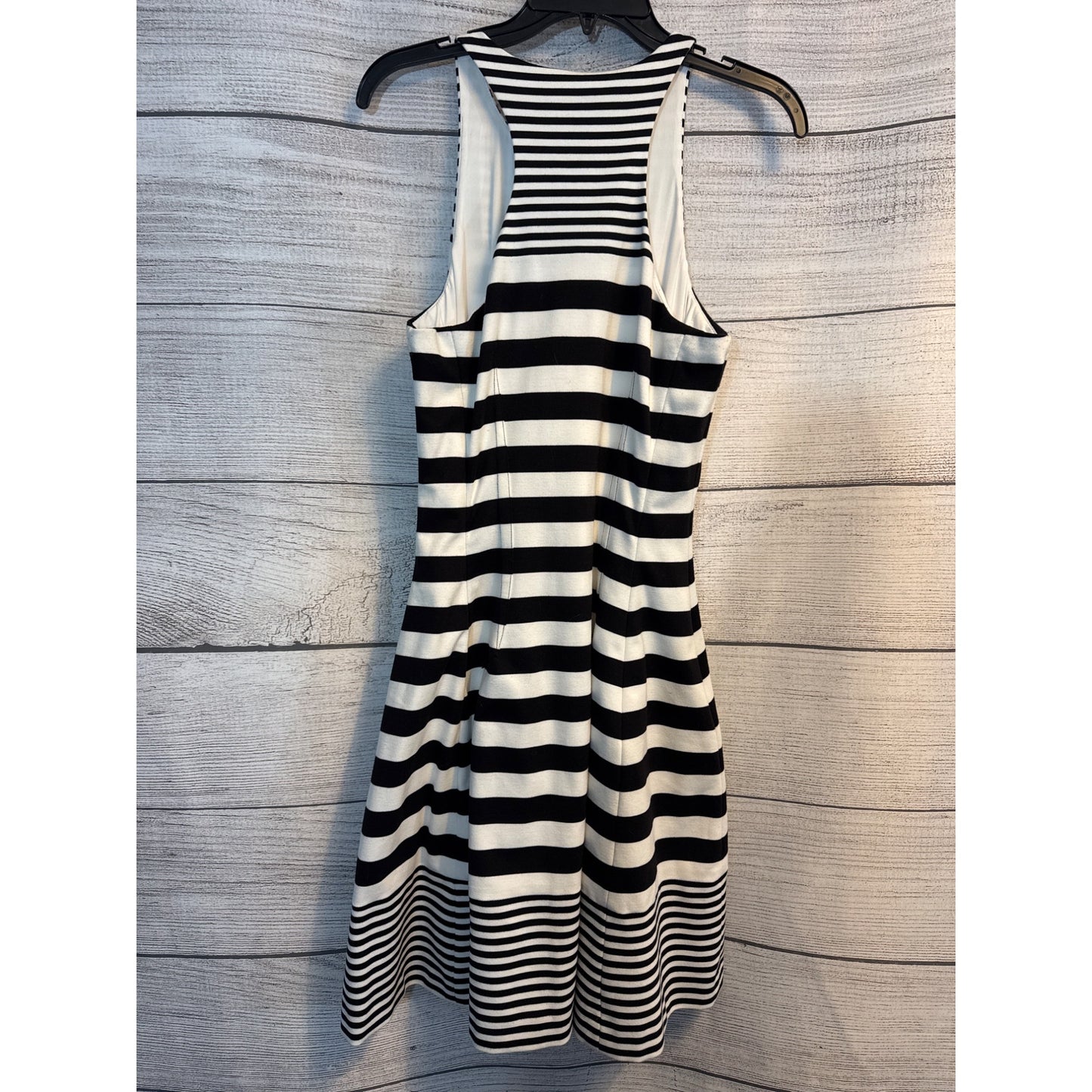 BCBGMAXAZRIA Black and white striped fit and flare dress Size M