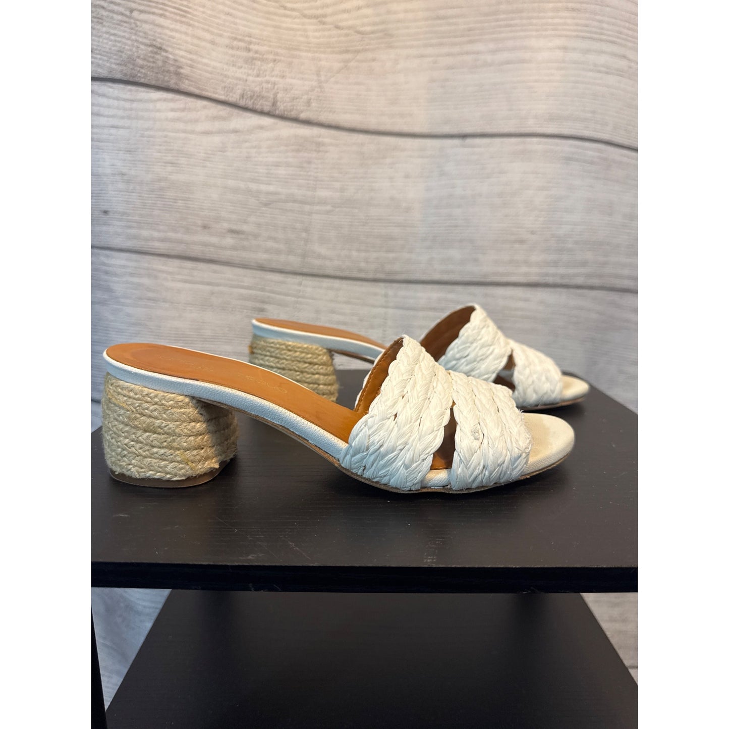 Andre Assous Cadyn Raffia & Espadrille Block Heel Sandals Size 37