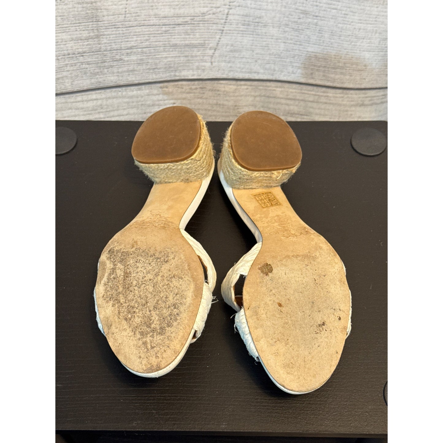 Andre Assous Cadyn Raffia & Espadrille Block Heel Sandals Size 37