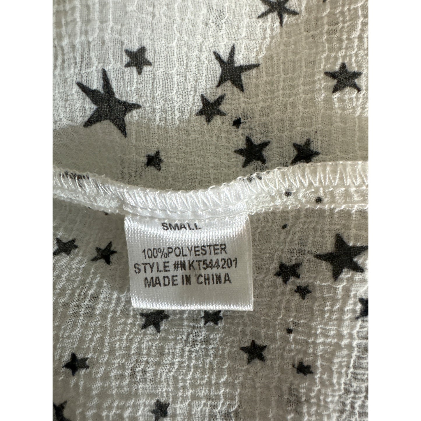 Market Womens Star Print Ruffled Sheer Blouse Size S