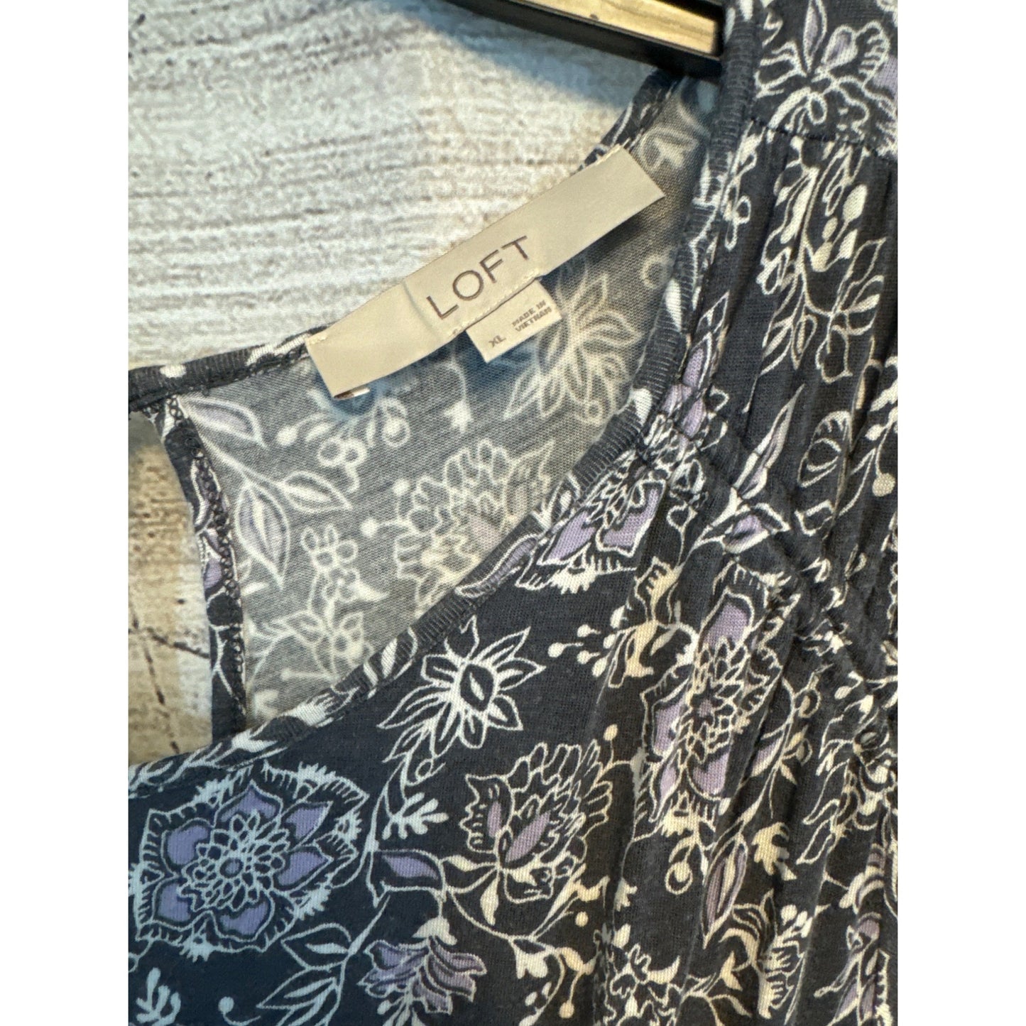 LOFT Floral Print Dress With Short Sleeves Size XL