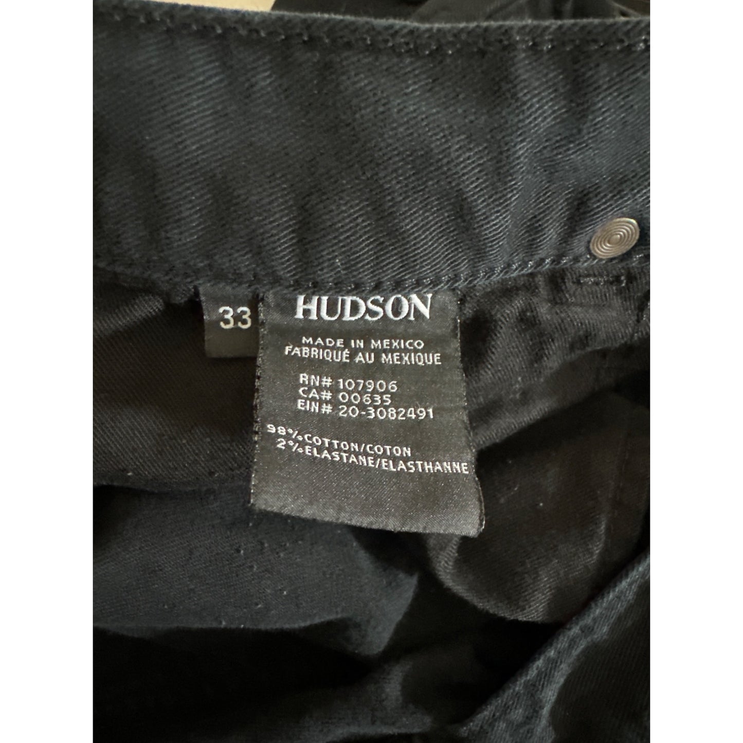 Men's Hudson Blake Slim Straight Black Denim Shorts Size 33