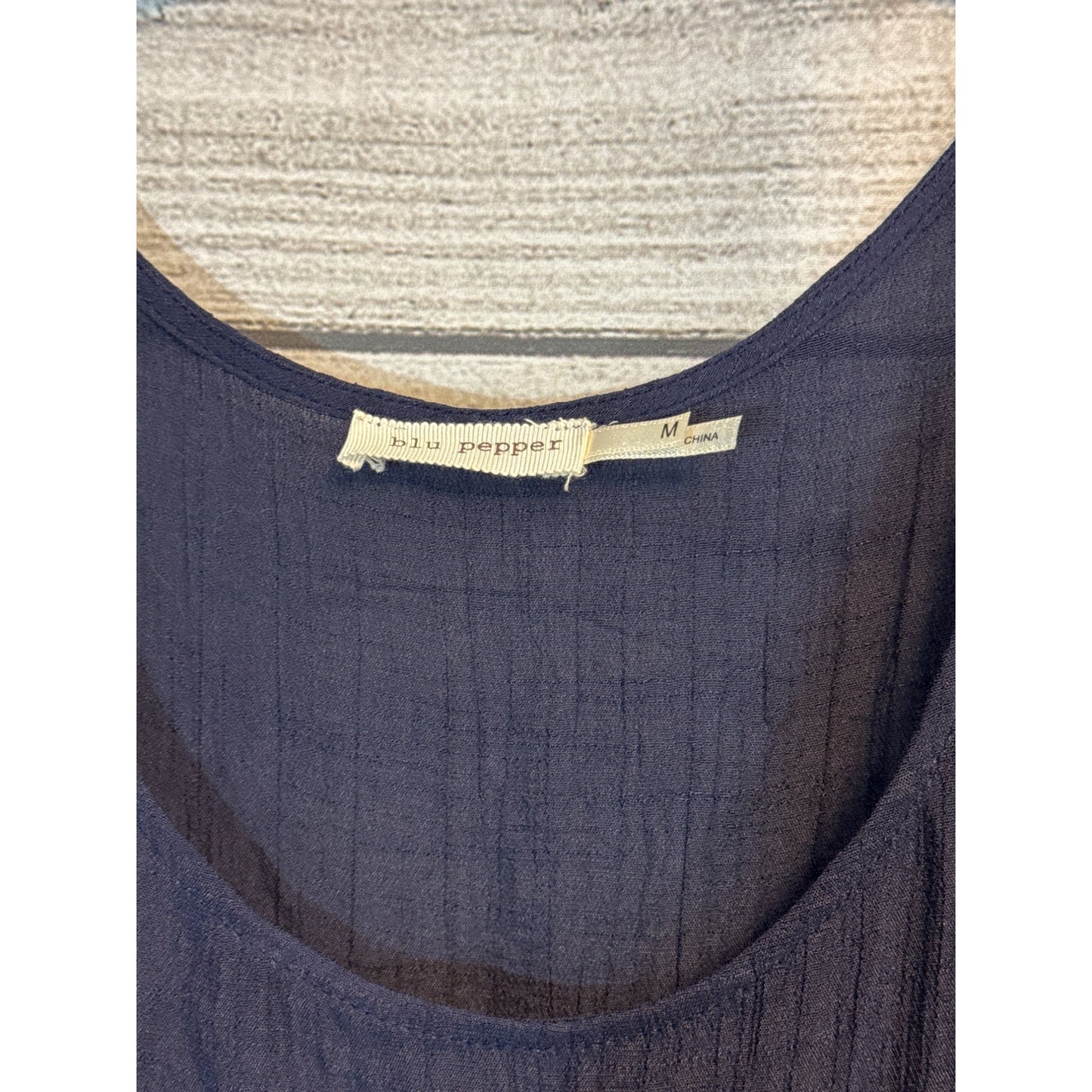 Blu Pepper Sleeveless Navy Blue Crochet Waist Dress Size M