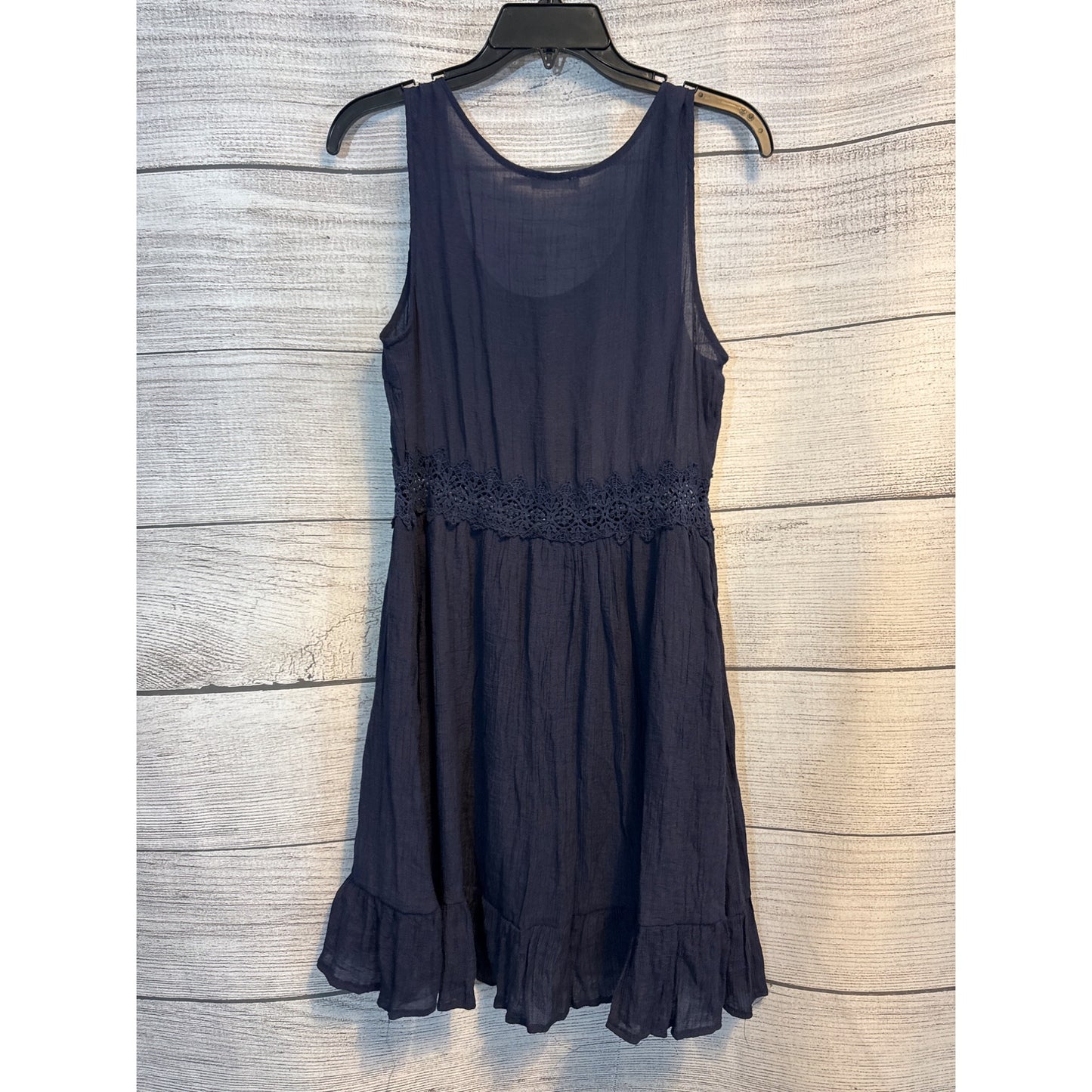 Blu Pepper Sleeveless Navy Blue Crochet Waist Dress Size M