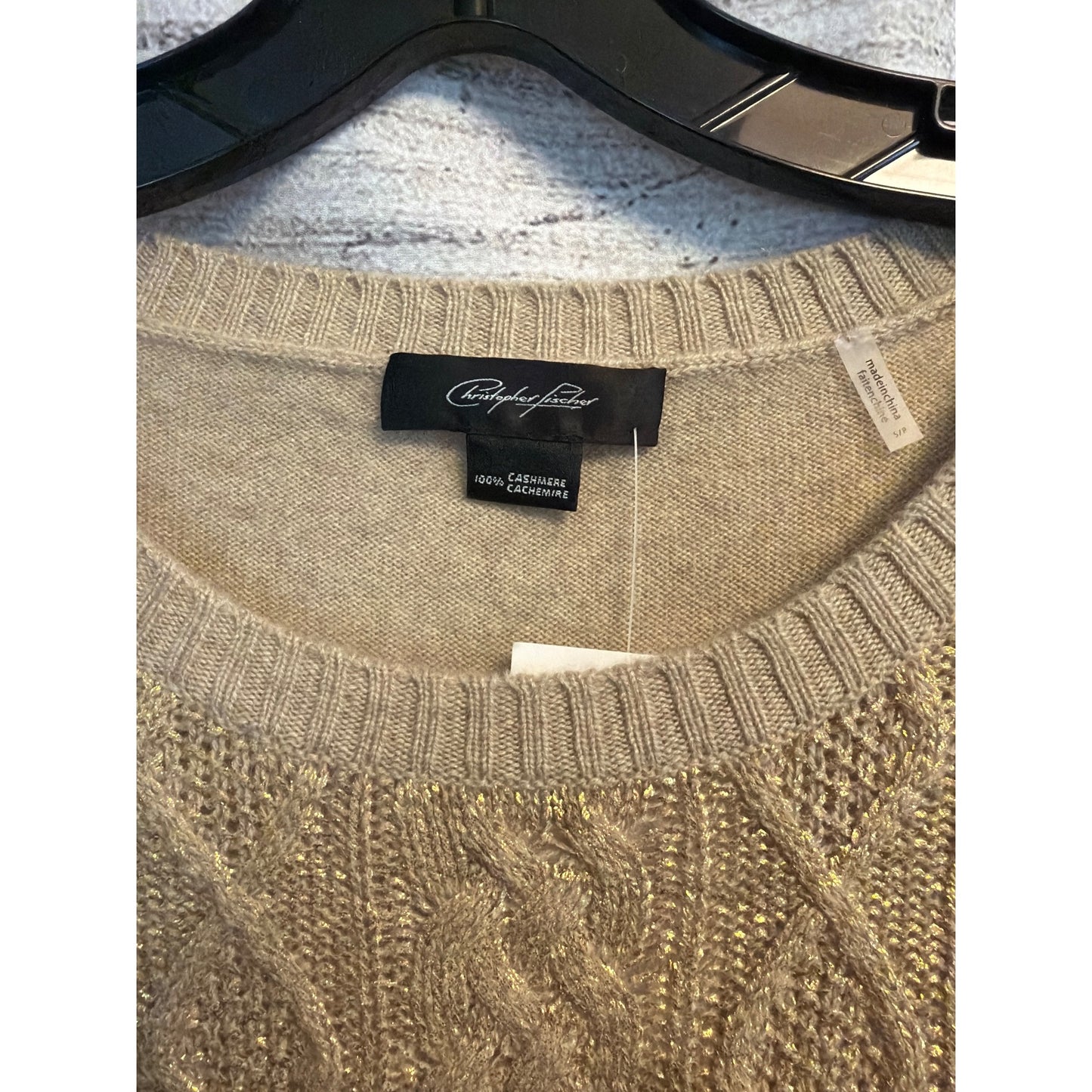 NWT Cable & Gauge Cashmere Sweater With Gold Detailing Size S