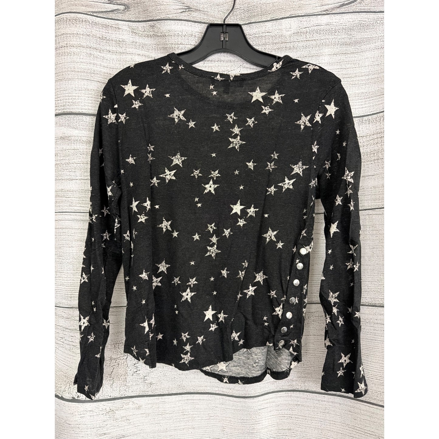 Generation Love Black Star Print Long Sleeve Top With Side Button Detail Size S