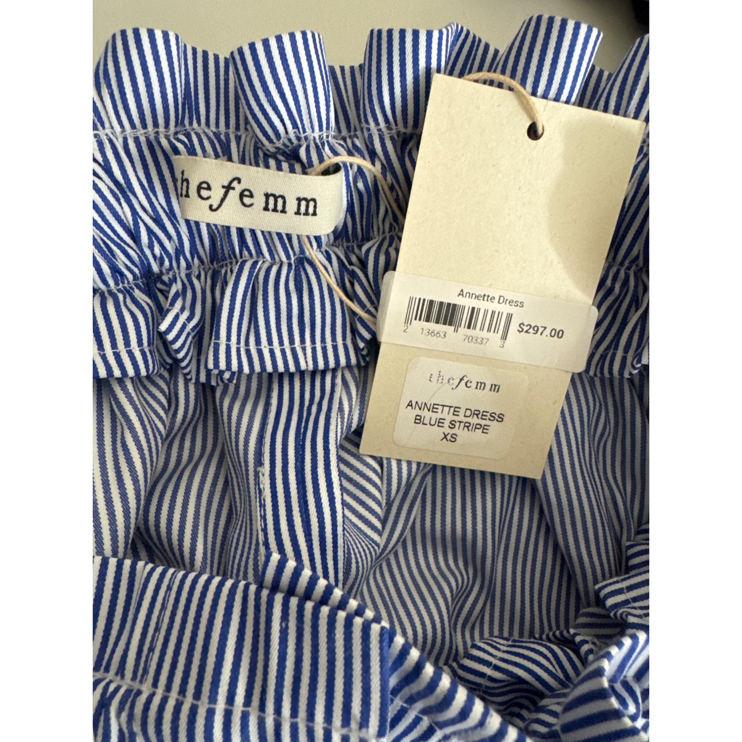 NWT The Femm Blue and White Striped Annette Dress Size XS