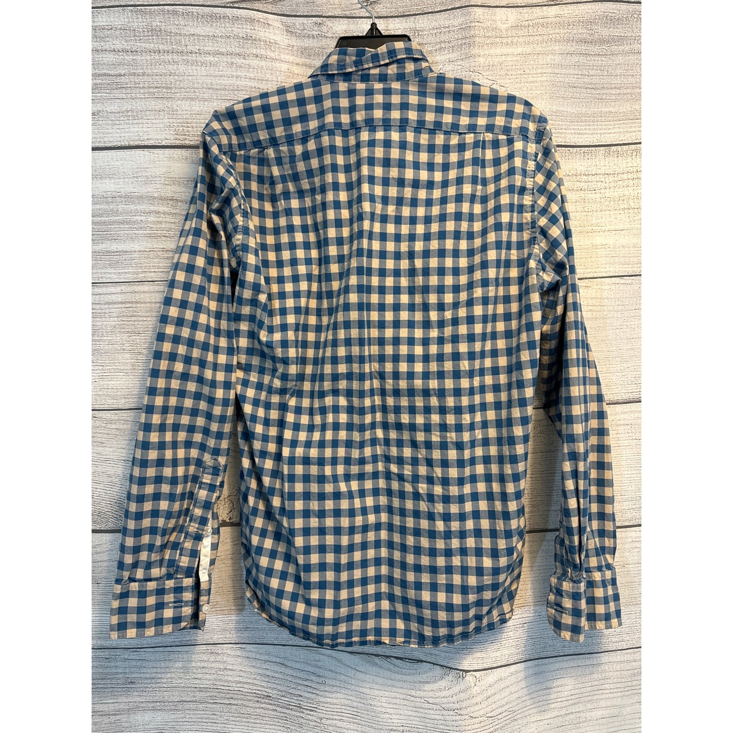 J.Crew Men's Blue & White Gingham Button-Up Shirt M
